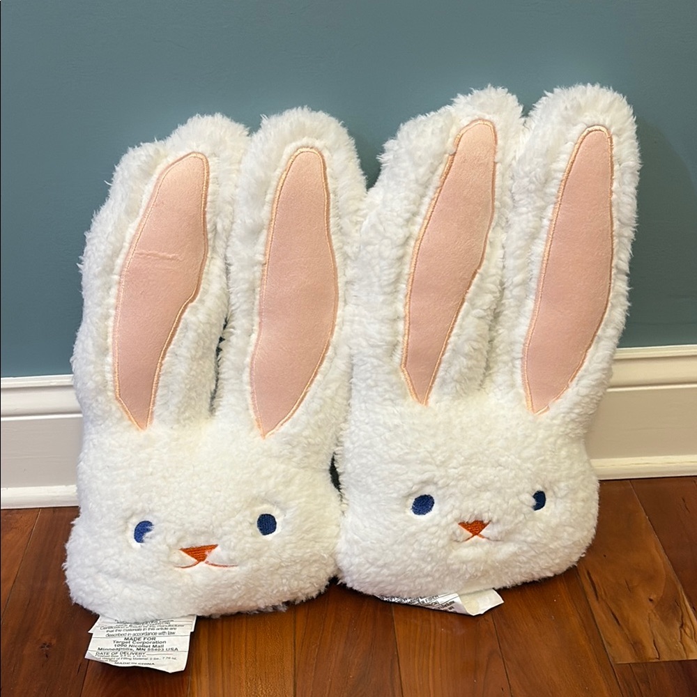 White and Pink Bunny Accent Pillows